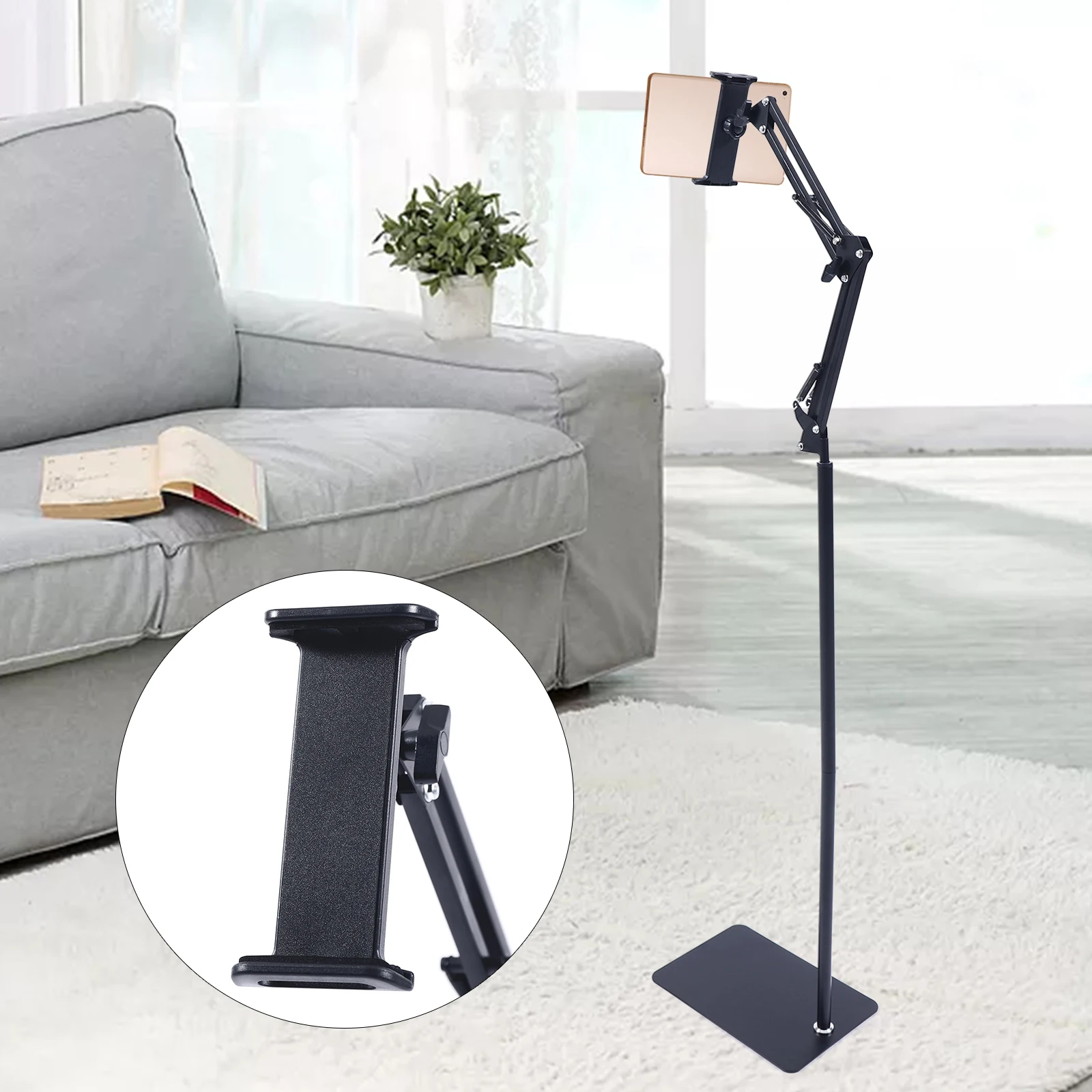 Universal Ipad Stand Floor Tablet Bracket Adjustable Flexible Rotation 360&deg; rotating for 4.72-7.09in