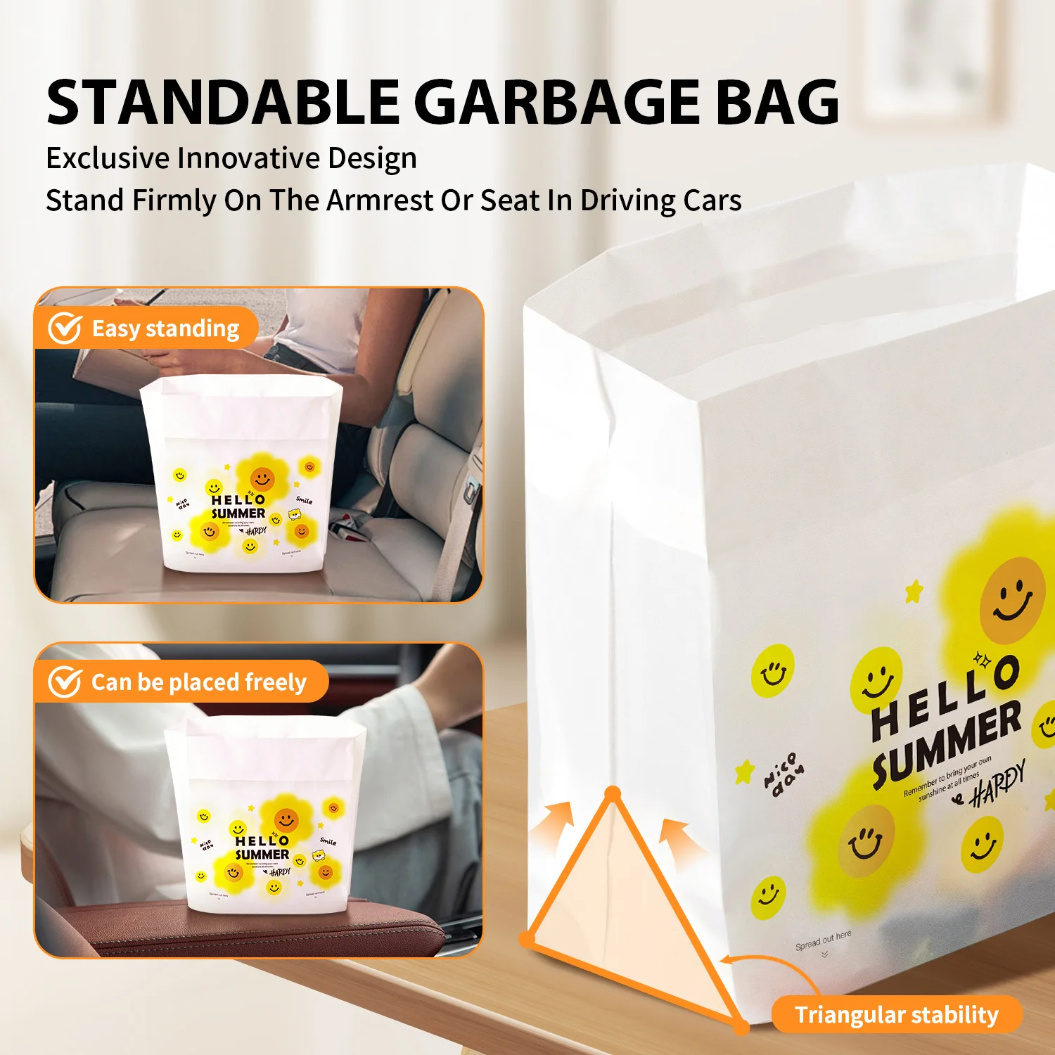 20 PCS Car Trash Bag Disposable Self-Adhesive Garbage Can for Auto Seat Back Hanging Trash Bag Office Kitchen Garbage Storage Ba car trash can disposable trash bags