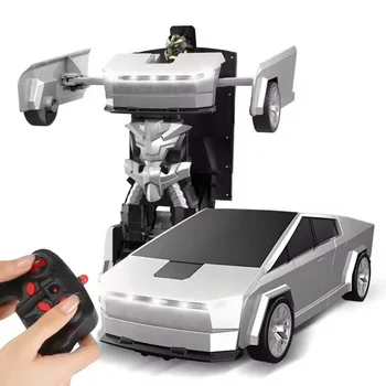 Auto Telecomandata con Trasformazione a Un Pulsante 1:18, Robot Elettrico da Corsa 2.4G, Modellino di Auto Giocattolo per Bambini