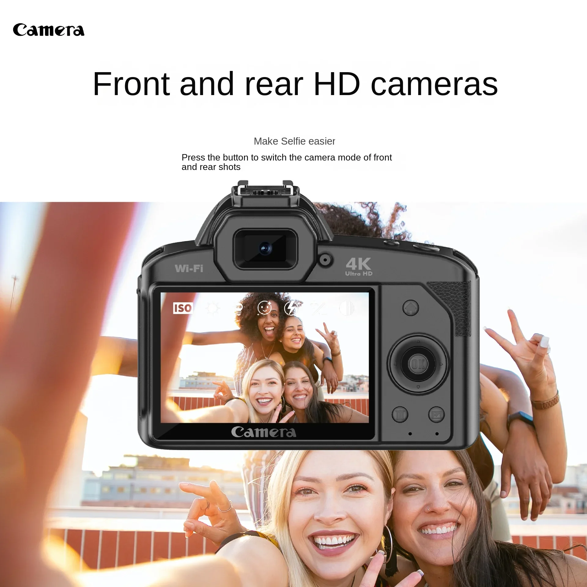4K High-definition WiFi Digital Camera 1080P Front & Rear Dual Lens Beauty Anti Shake Digital Integrated Camera Night Vision Cam