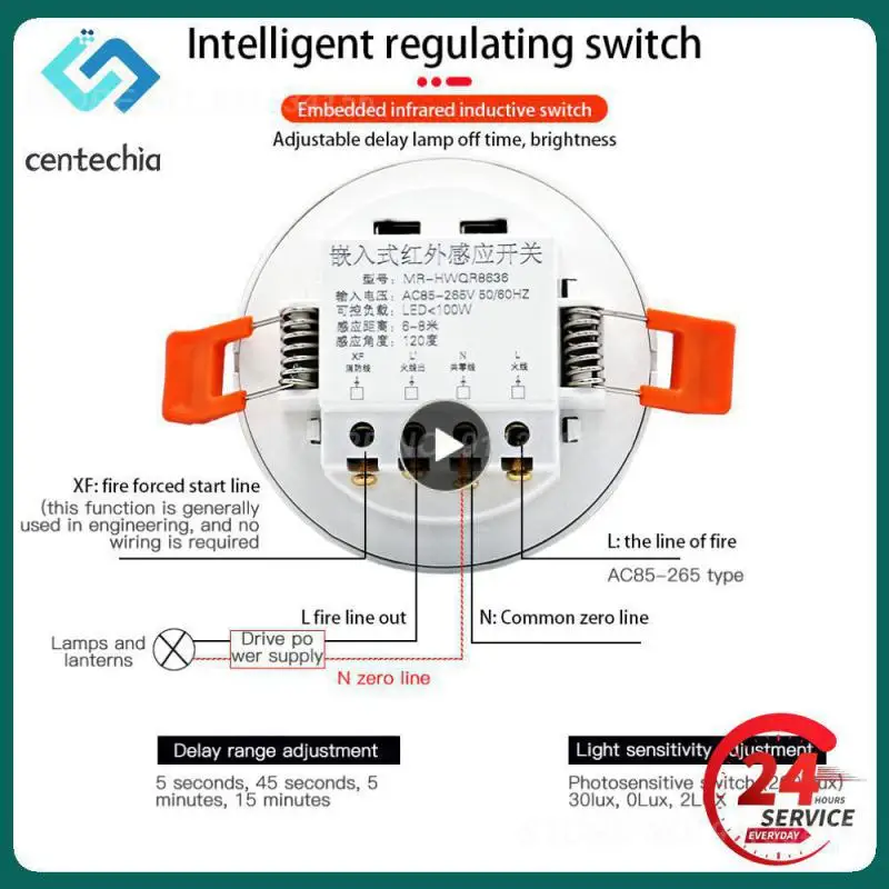 

CoRui Infrared PIR Sensor Switch 110-220V Human Body Detector Embedded Concealed Staircase Motion Detection Ceiling Installation