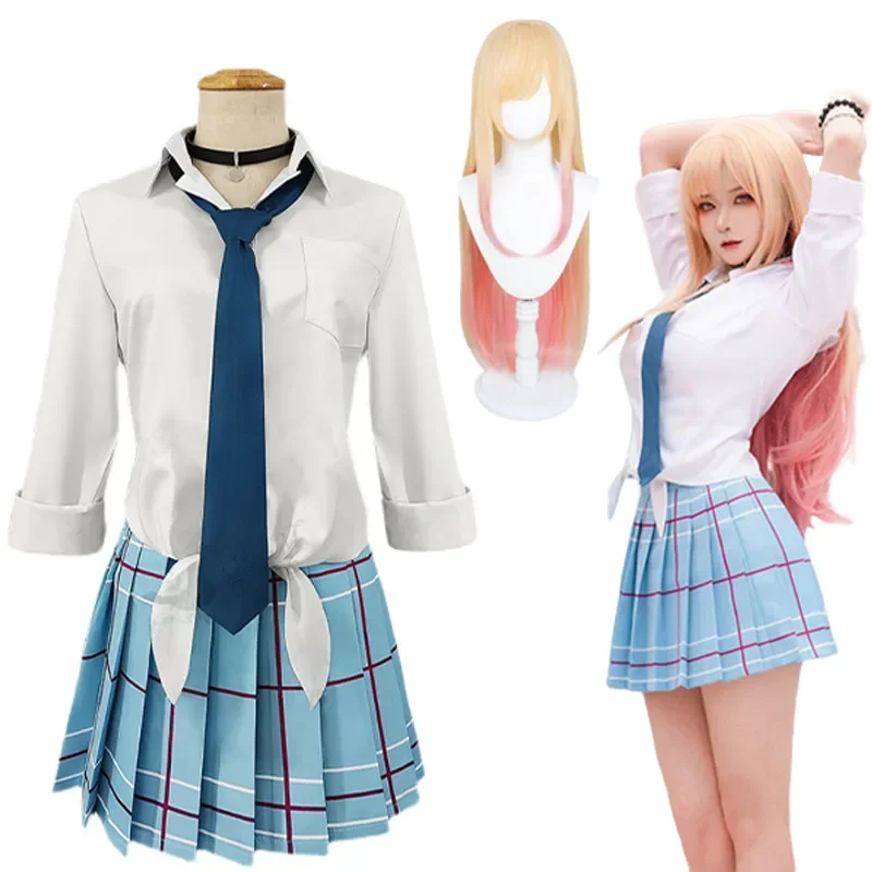 

Kitagawa Marin Cosplay Anime My Dress Up Darling Kitagawa Marin Cosplay Costume Dresses School Uniform Wig Earrings Suit Girls