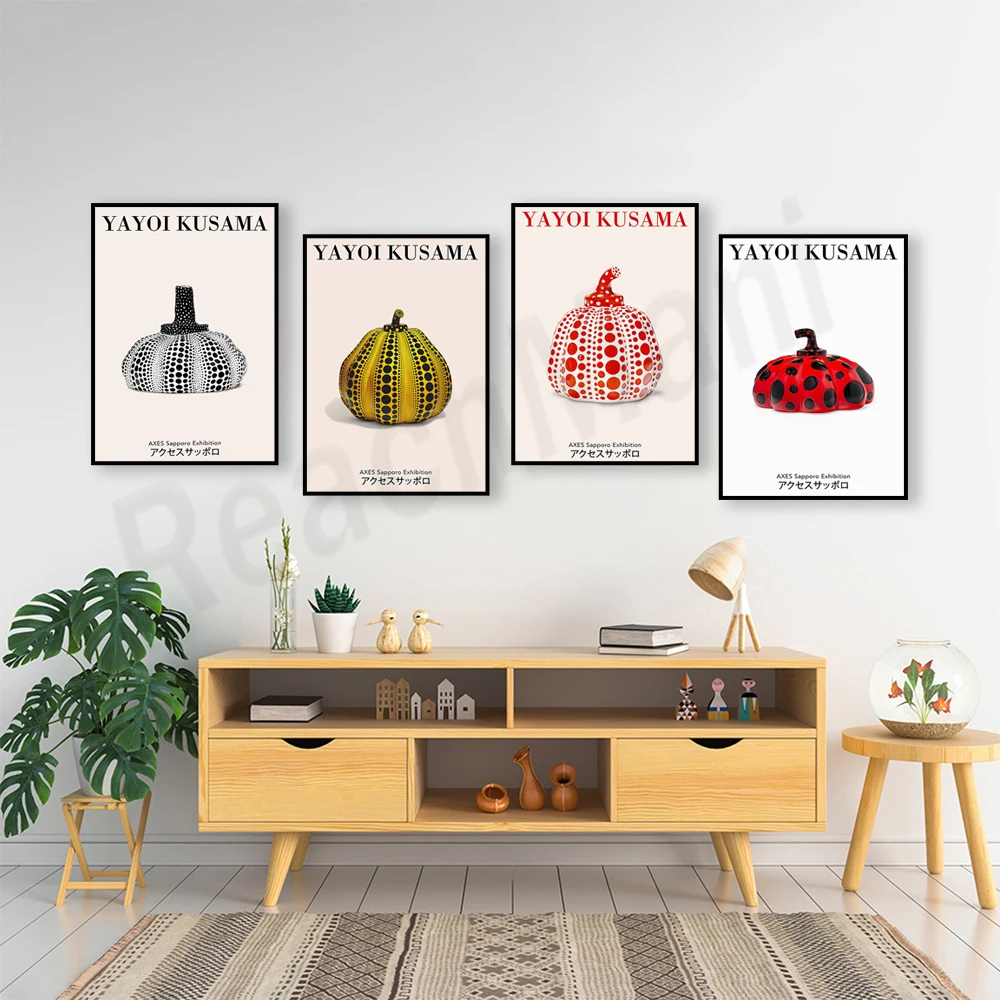 Yayoi Kusama Poster, Giapponese Yayoi Kusama Pumpkin Print, Yayoi Kusama Poster Canvas Wall Art Cucina Soggiorno Home Decor