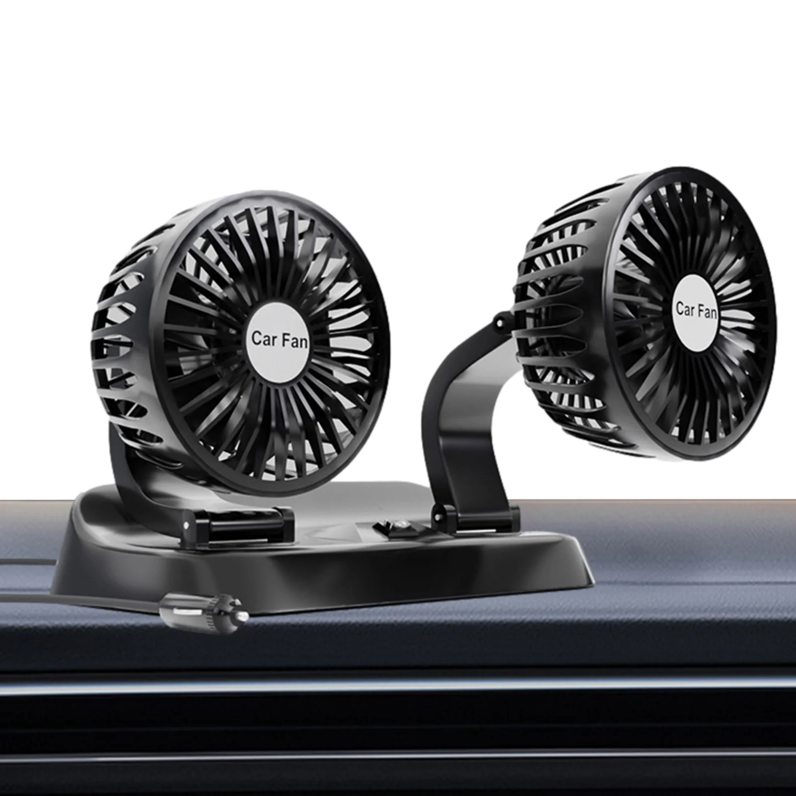 12/24V Dashboard Fan 360 Degree Rotatable Car Fan Dual Head Cooling Air