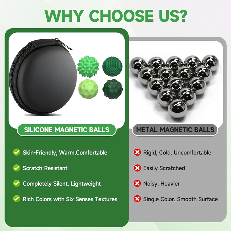 Silicone Magnetic Sensory Balls Fidget Toy Worry Balls Autism Calming Fidgeting Toy Kid Adults Anxiety Relief Stress Sensory