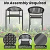 4 Pcs Stackable Dining Chairs, Aluminum Rattan Outdoor Dining Chair with Arms, Woven Rope Patio Armchair Metal No Assembly 6