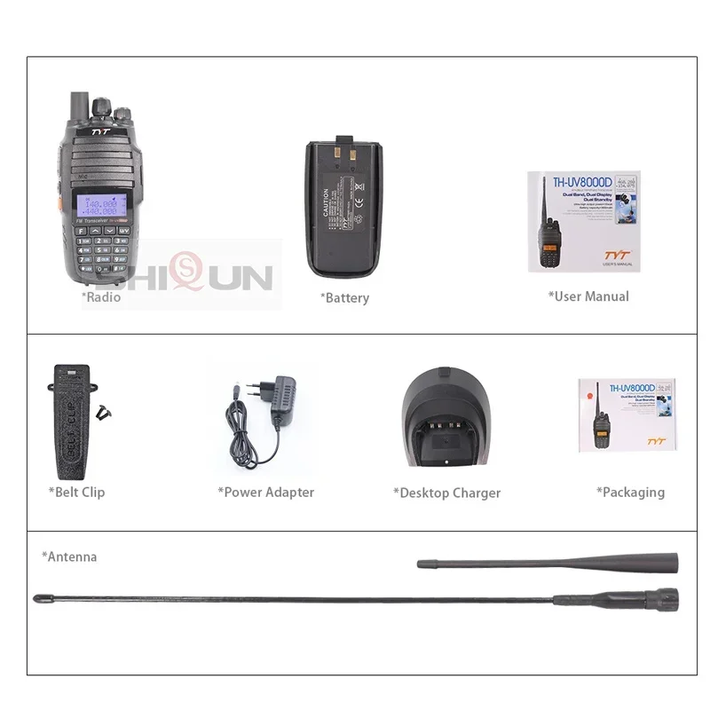 TYT TH-UV8000D Walkie Talkie 10 KM Dual Band VHF UHF 10W Radio Comunicador 10 km 3600mAh Cross-band Repeater Function tyt radio 6
