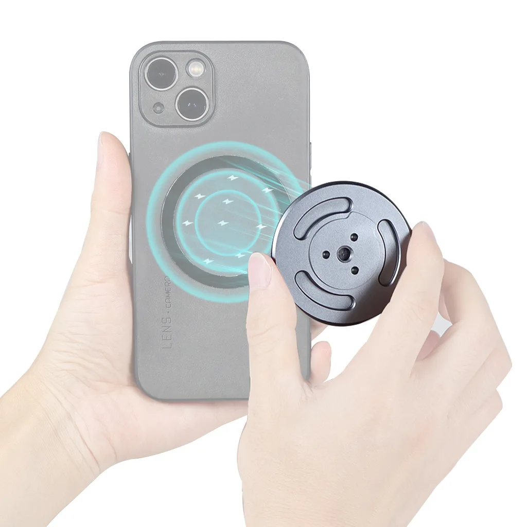 범용 자기 전화 홀더베이스 1/4 삼각대 어댑터 용 나사 구멍 IPhone 15 용 볼 헤드 짐벌 이동식 핸드폰 스탠드