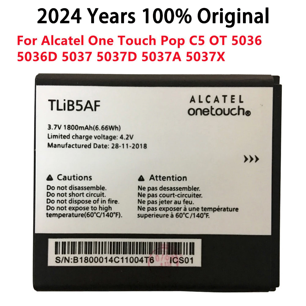 1800Mah! Nuovo Tlib5Af Batteria Per Alcatel One Touch Pop C5 Ot 5036 5036D 5037 5037D 5037A 5037X