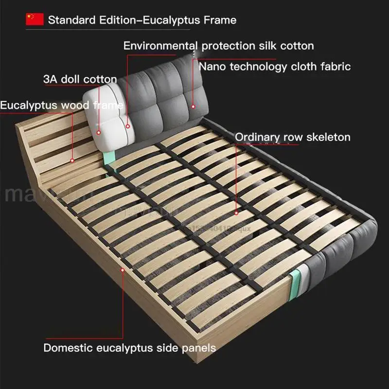 New Product Technology Cloth Bed Disposable Master Bedroom Nordic Soft Bag Storage Light Luxury Modern Minimalist Double 1.8m