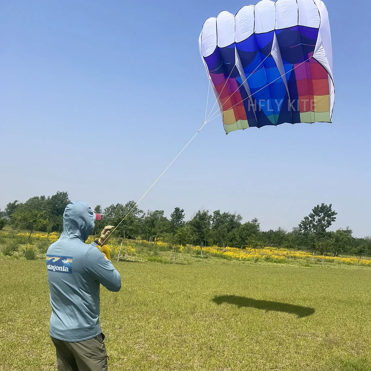 Giant Soft Inflatable Mosaic Pilot Kite – Multicolor Parafoil Kite For Adults, Easy-Fly Tractor Flowform Design