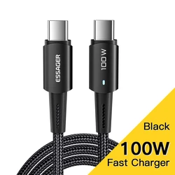 Essager High-Power 240W USB-C Fast Charging Cable - 67W 6A Quick Charge - 1m (100W Black)