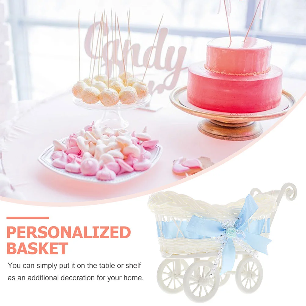 

Wicker Stroller Decoration Rattan Baby Carriage Baby Doll Stroller Woven Flower Basket Baby Shower Centerpiece Stroller