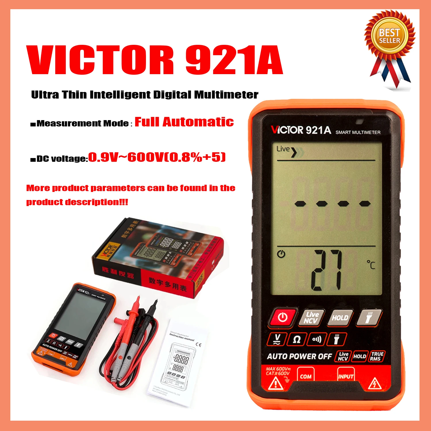 

Ультратонкий интеллектуальный цифровой мультиметр VICTOR 921A 921B, умное определение цифровых мультиметров, тестер автоматического диапазона, 5999 отсчетов.