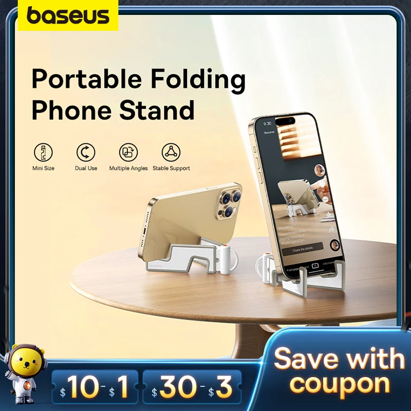  Baseus Phone Stand Holder Portable Folding Universal Mini Size Mount Stable Light Thin Stand for iPhone 14 13 12 Pro Max Samsung 