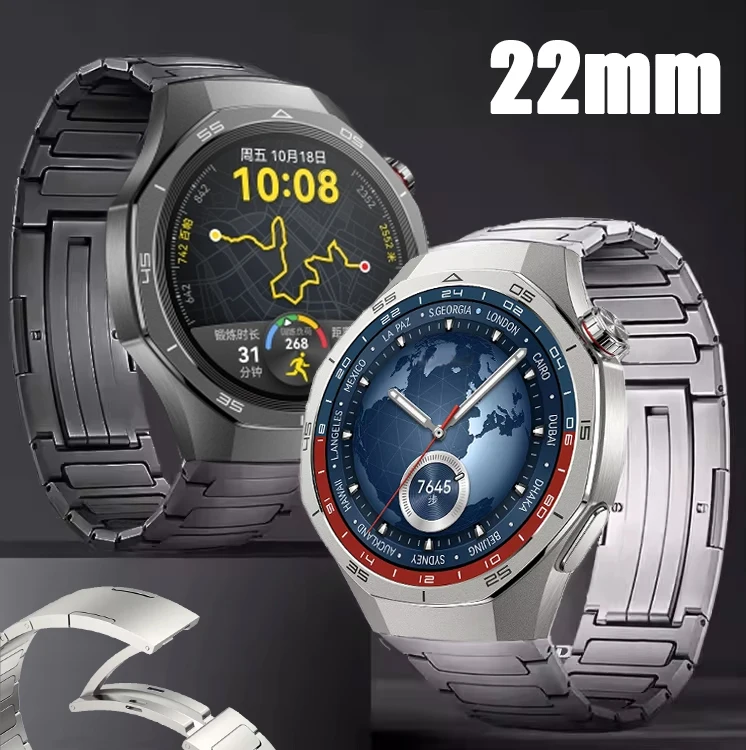 Luxury 22mm Titanium Metal Watch Bracelet Band
