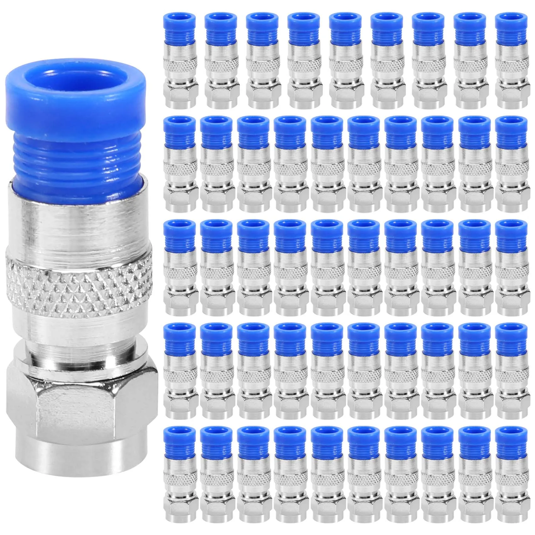 50PCS RG6 Compression Connectors Coaxial Cable Waterproof Connection F Compression Connector RG6 Coaxial Tool