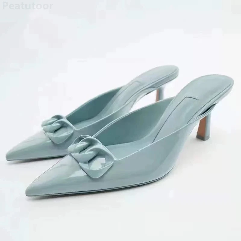 Shoes For Women 2022 Sandals ZARZ Luxury Brand Summer Fashion Transparentes Rhinestones Pointed Heeled Slippers Woman Sexy Pumps
