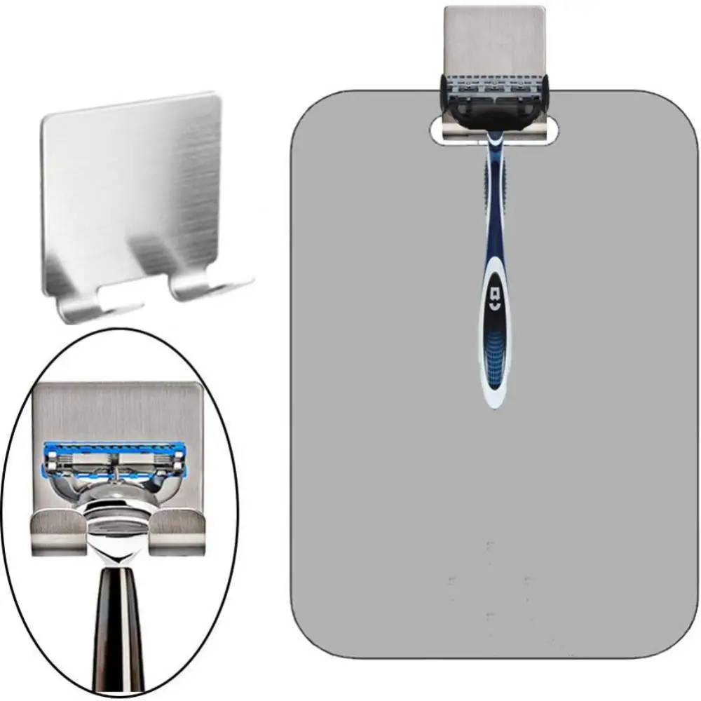 1/2PCS Hot Large Fogless Shower Mirror For Shaving Acrylic Anti-Fog Shaving Mirror with Razor Holder Hooks Wall Hanging Mirror 3