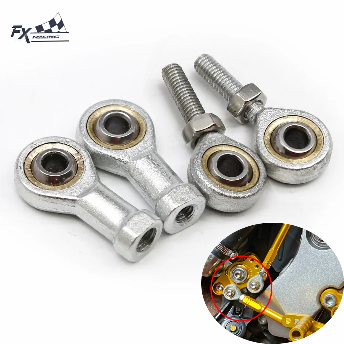 Motorcycle Rearset Footpeg Gear Shift Rod End & Rear Brake Pump Joint Brearing Screw Bolt M6 M8 For Yamaha Honda Suzuki Kawasaki