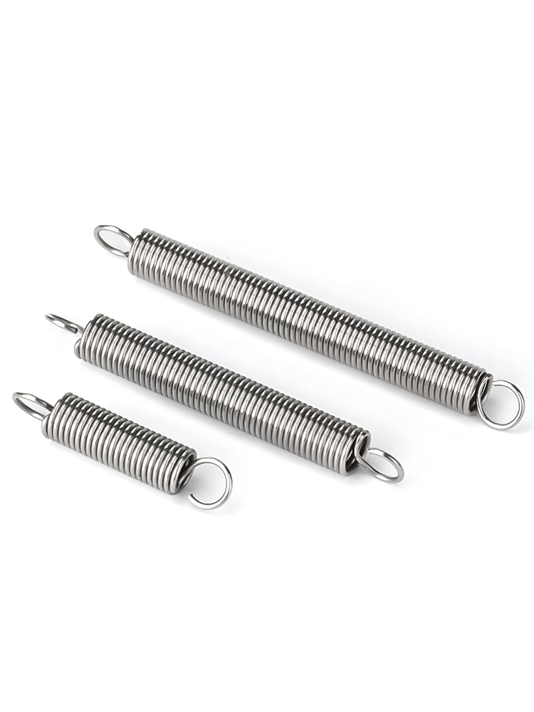 5pcs 1.0mm Stainless Steel Tension Spring with O hook extension spring free lengh 15-120mm