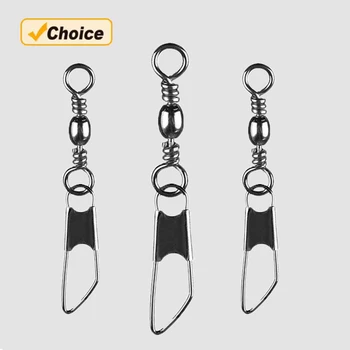 50Pcs Stainless Steel Snap Swivel Saltwater High Strength Snaps Fishing Barrel Line Connector Barrel Safety Snap Fishing Tackle