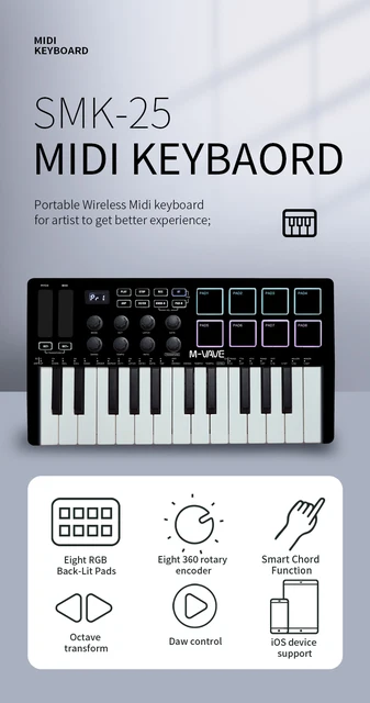 M-VAVE 25-Key MIDI Control Keyboard SMK-25 Mini USB Keyboard