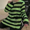 New Goth Punk Gothic Sweater Oversized Pullovers Women Striped Cool Hollow Out Hole Broken Jumper Harajuku Aesthetics Sweater 6