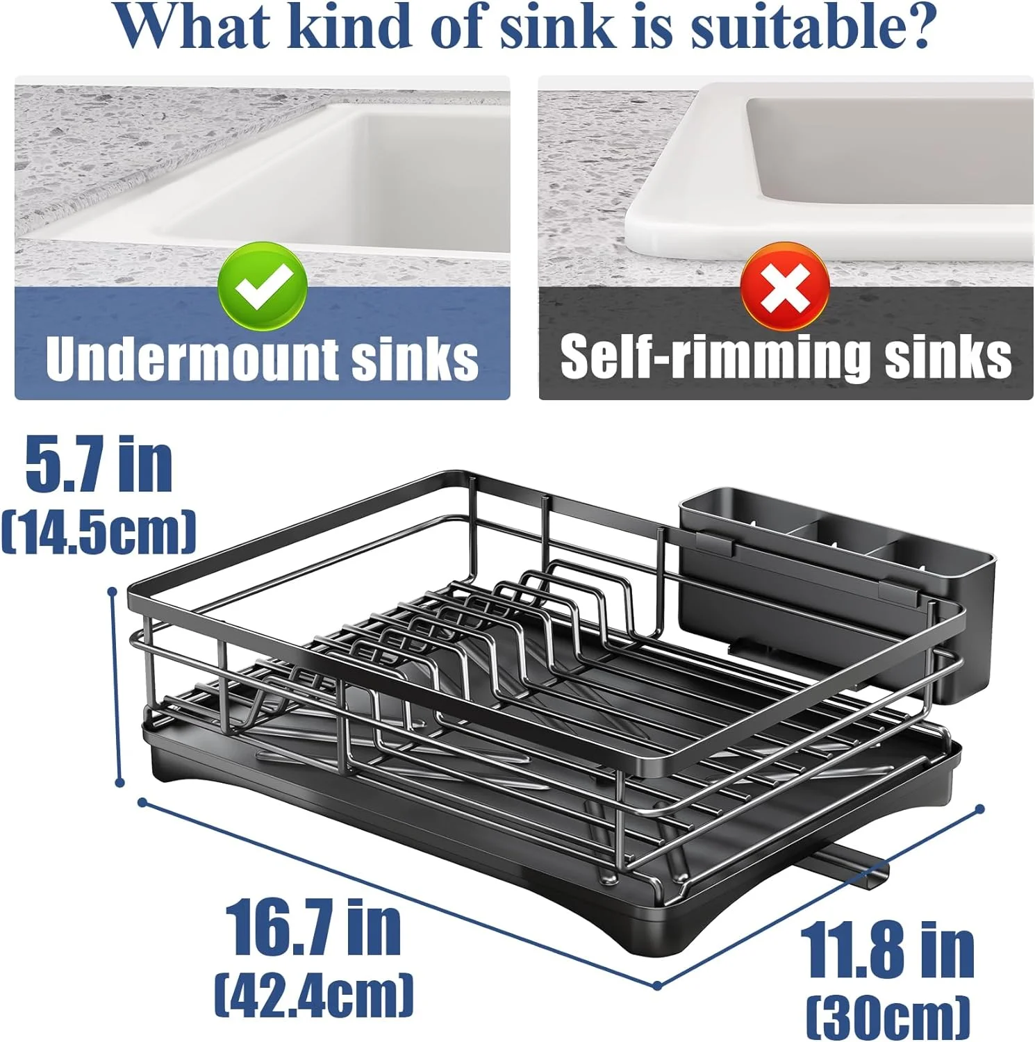 Dish Drying Rack for Kitchen Counter Large Dish Rack with Drainboard Rustproof Dish Drainer with Utensil Holder for Sink 5