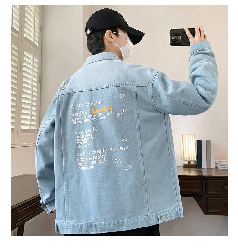 Modische Herren-Baumwoll-Jeansjacken 2026 Frühling Herbst Lässige Loose-Fit Jeans Hip-Hop Streetwear Denim-Mantel Jugend Cowboy Oberbekleidung – Detail 18