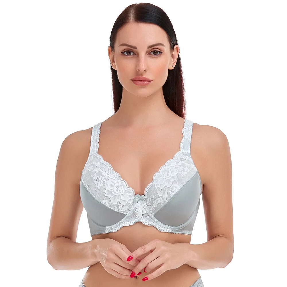 Women's Full Coverage Lace Bra Plus Size Bra Lager Bosom Embroidery Minimizer Bra For Women Thin Soft Bralette C D E F G H I J