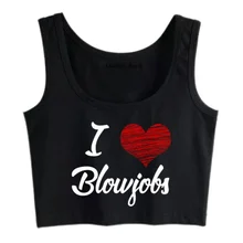 

Charm durable female crop top I love black design blowjobs with no sleeves