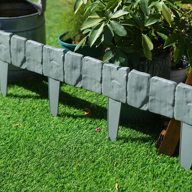 10/20pcs Garden Fence Imitation Stone Plant Support Stake Outdoor Edging Decorative Border DIY Lawn Yard Landscape Plant Fence