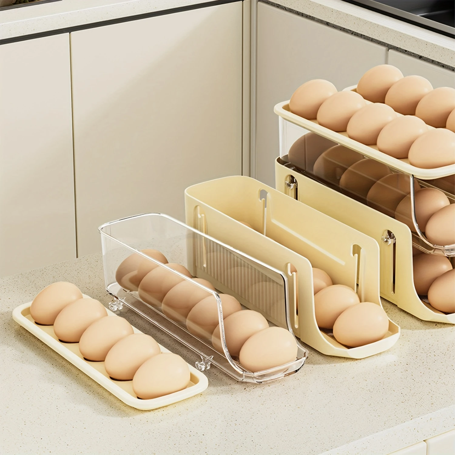 17-Egg Three-Tier Large Capacity Egg Organizer-Freely Removable, Easy to Clean, and Space-Saving Refrigerator Side Door Solut