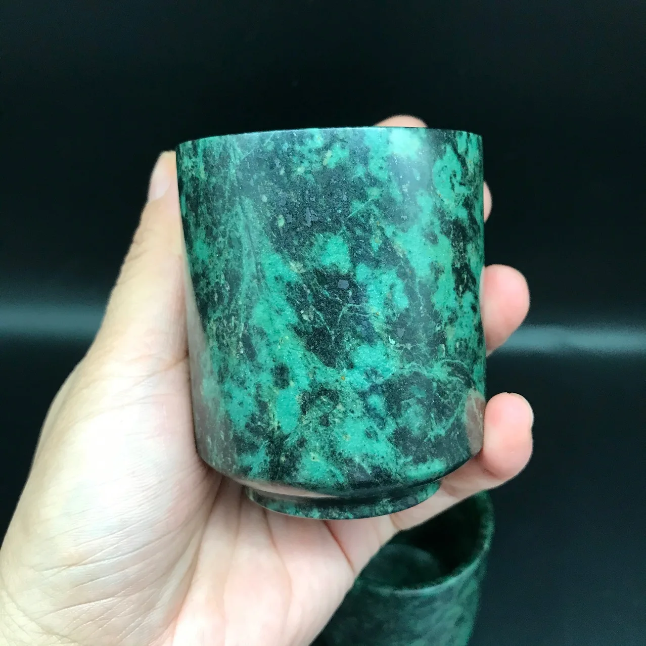 Dark Green Jade Teacups Health Gongfu Teaware Healing Magnetic Stone Straight Cup Genuine Chinese Jades Kung Fu Teaset ceramic coffee cup set