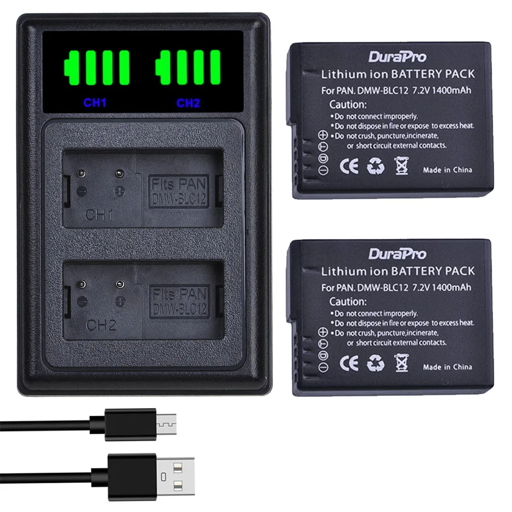 Durapro Dmw-Blc12 Bateria Dmw-Blc12E Batteria + Led Doppio Caricatore Per Panasonic Lumix Dmc-G85 Fz300 Fz200 Fz1000 G5 G6 G7 Gh2 Gx8