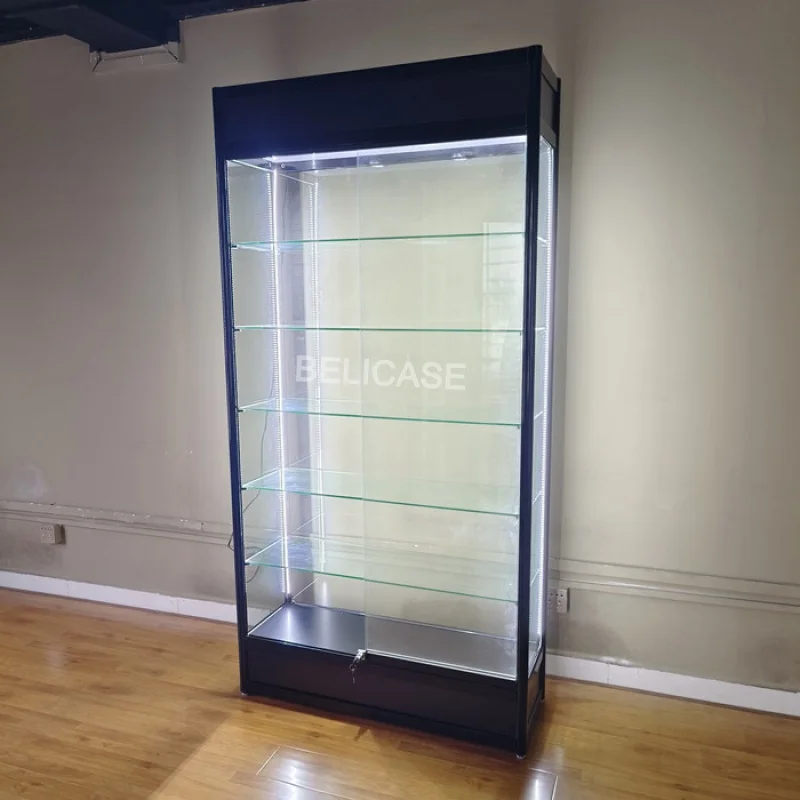 맞춤형 벽유리 LED 디스플레이 캐비닛 쇼케이스, 알루미늄 흡연실, Vitrines 쇼케이스, 잠금 장치, 공장 가격