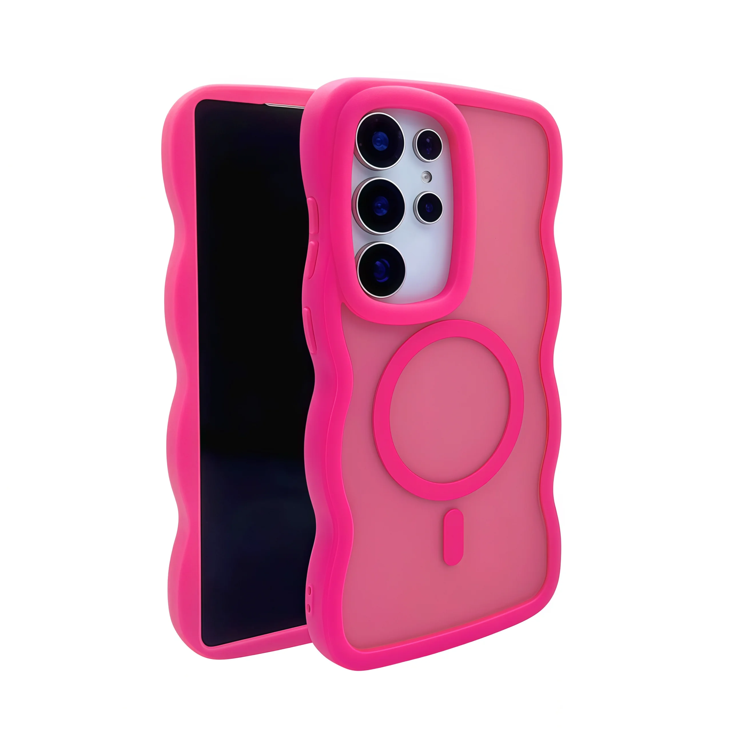 Magsafe Magnetic Wireless Charging Luxury Solid Color Wave Phone Case with Bumper Cover