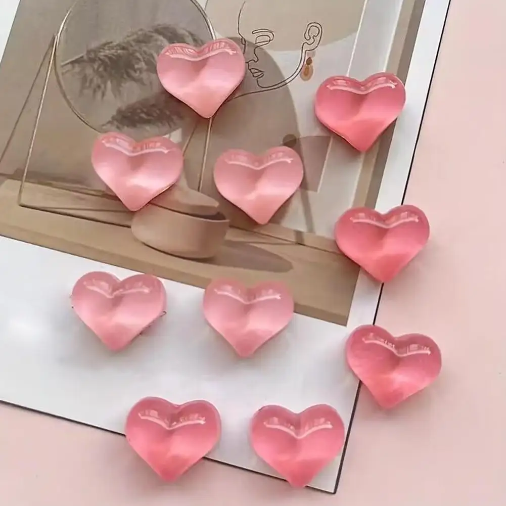 แม่เหล็กติดตู้เย็นรูปหัวใจสีชมพู 10/20/100 ชิ้น สไตล์ Ins สำหรับห้องครัว บ้าน สำนักงาน ที่หนีบโน้ต คลิปหนีบรูปภาพ แม่เหล็กเรซิ่นน่ารักเรียบง่าย ตกแต่ง 1