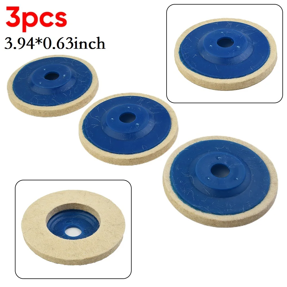 

3pcs 4inch Wool Buffing Wheel Felt Polishing Disc Pads For 100 Angle Grinder Polishing Grinding Metal Marble Glass Ceramics
