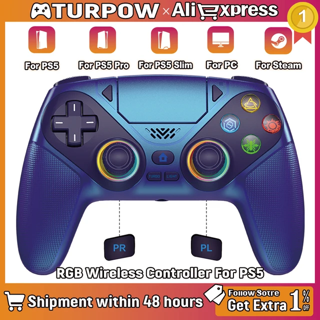 Gamepad RGB For Playstation 5/PS5 Pro/Slim/PC Wireless ps5 controller Dual Vibration Marco/Turbo Function 3D Game Joystick 1