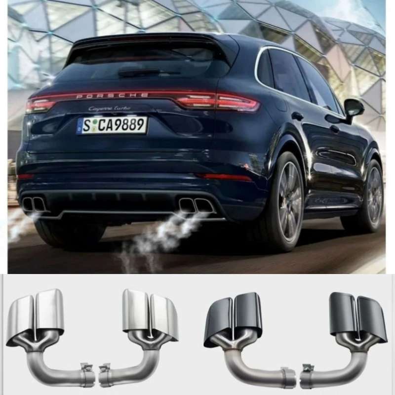 

Stainless steel exhaust pipe square tail throat for more than 18 Porsche Cayenne four black titanium tail throat pair
