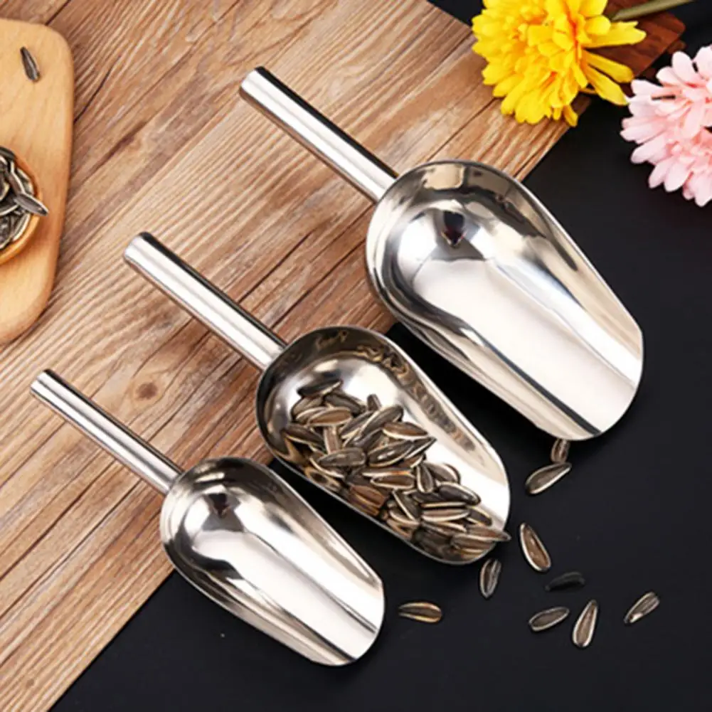 Ice Scoop Stainless-Steel Party Bar et Kitchen Sugar Flour Dry Goods Shovel Dry Food Flour Candy Bin Scoop Kitchen Gadget