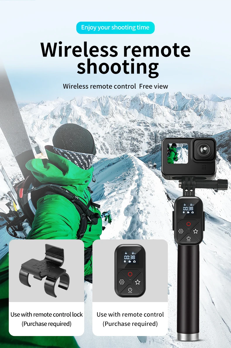For GoPro Selfie Stick 360° Rotation Foldable Tripod Phone Holder Aluminum Alloy