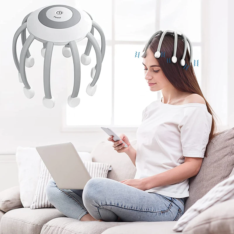 

Top Seller Smart Head Massager Hand-Free Octopus Scalp Wireless Recharge Electric Relax Stress Anxiety Fatigue Tension Relief