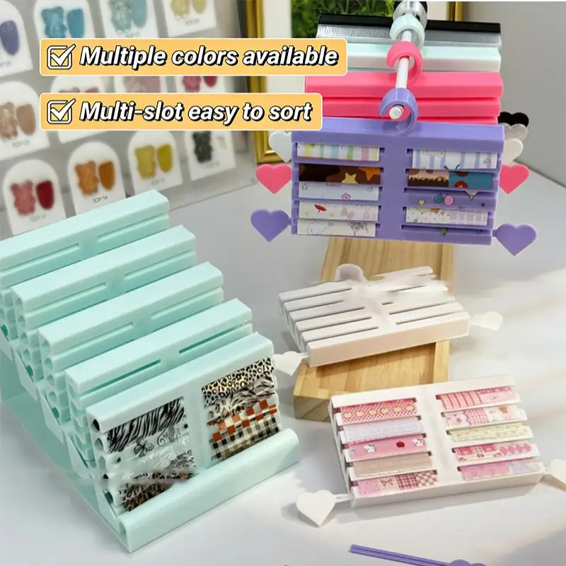 네일 전사지 정리함(뚜껑 포함) - 포일 스티커 보관용 휴대용 다채로운 디스플레이 스탠드 (가정 및 살롱용)