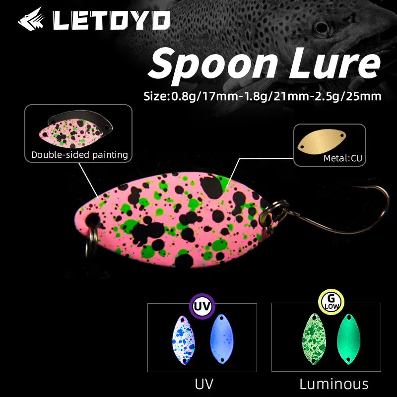 LETOYO 0,8/1,8/2,5g Mini Löffel Köder Leuchtende Löffel Köder UV Spinner Köder Harter Köder Künstliche köder Barsch Angeln Köder Bereich Forelle
