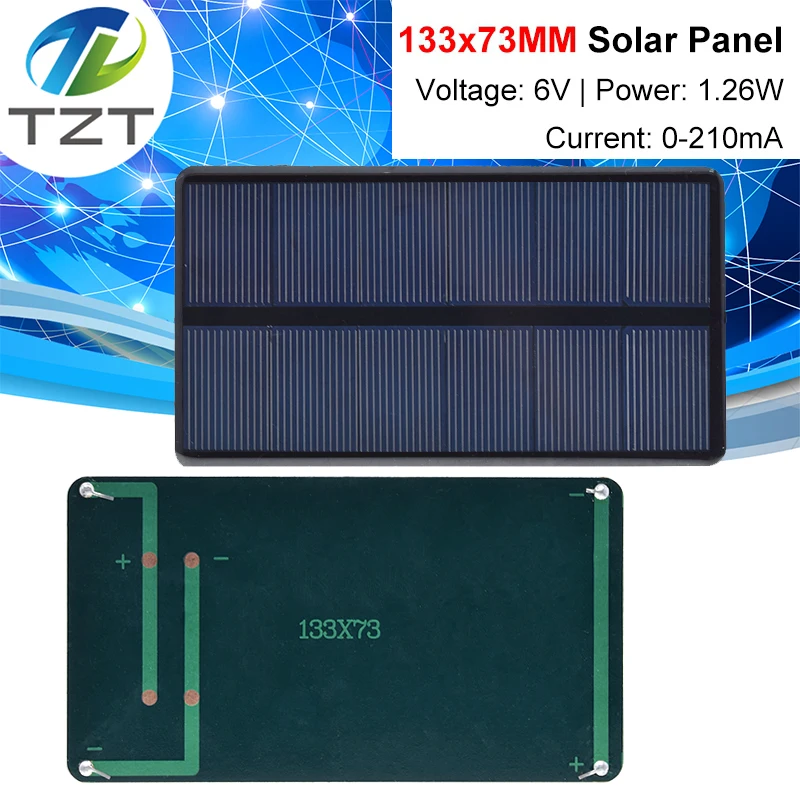1/3PCS TZT 6V 1,26 W 210MA Mini Solar Panel 133X73MM Solar Zellen DIY für Licht Handy Spielzeug Ladegeräte Tragbare Hohe Qualität DIY
