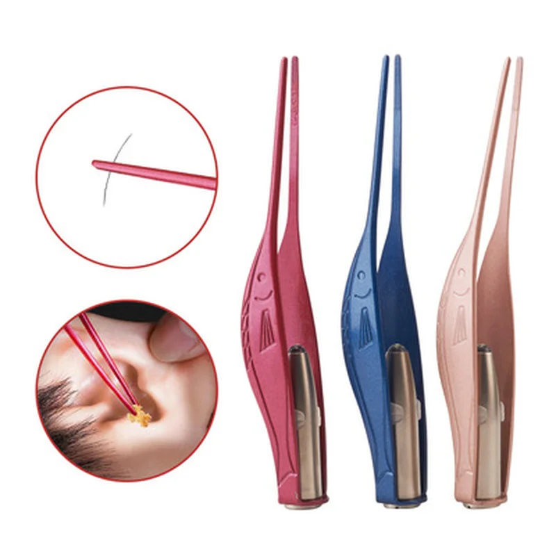 Hot Sell Led Flashlight Earpick Clean Tweezers Tool Ear Nose Navel
