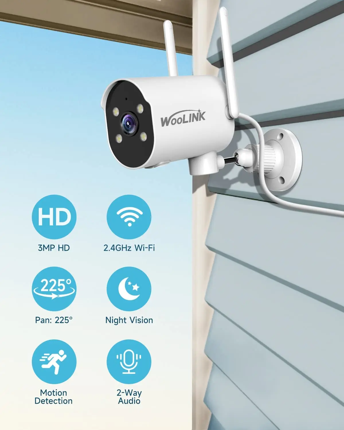 WOOLINK IP Camera Wifi Wireless 3MP AI Human Detect Audio CCTV Bullet Outdoor Surveillance Security Protection Video Camera Cam 2